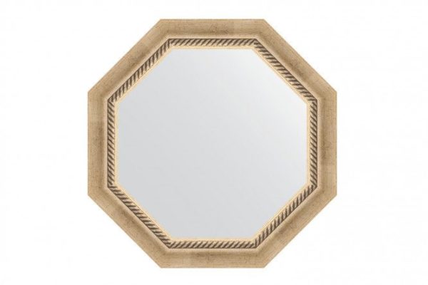 Wall mirror in a baguette frame EVOFORM Octagon BY 7314, aged silver with weaving 58x58 cm