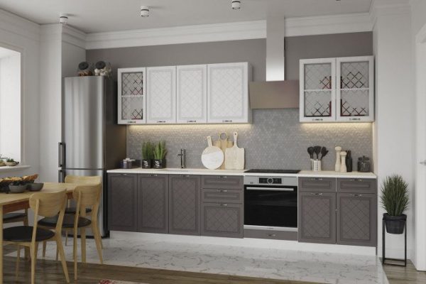 Kitchen set Bianca No. 1 310x213.2x51 cm, frame color white, facade white oak, gray oak