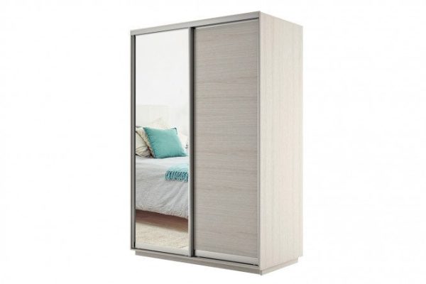 Sliding wardrobe 2-door Slide 120x240x60 cm, light Shimo ash, with one mirror