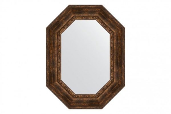 Wall mirror in a baguette frame EVOFORM Polygon BY 7269, aged wood with ornaments 62x82 cm