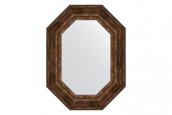 Wall mirror in a baguette frame EVOFORM Polygon BY 7269, aged wood with ornaments 62x82 cm