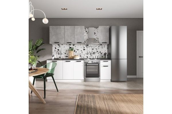 Kitchen Nika Neo 180x214x60 cm, frame color white, atelier facade light, white