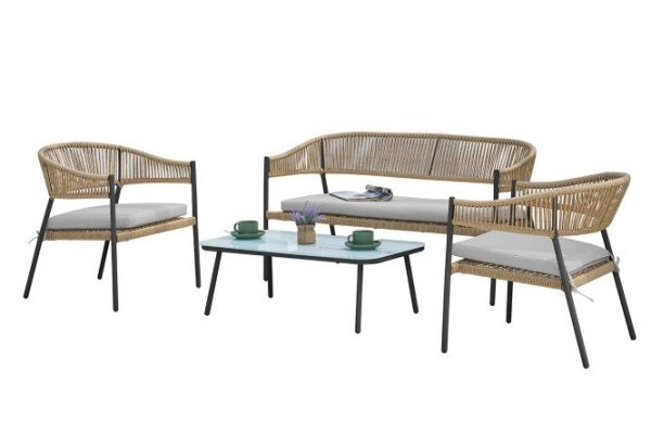 Garden furniture set Hall Carolina frame color gray (PE630031), finishing beige (HLD8372)