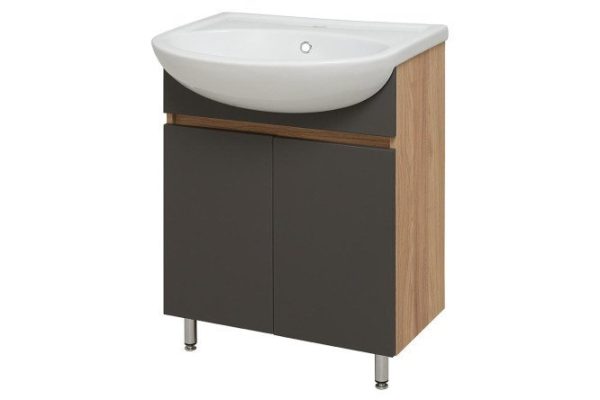 Floor stand RUNO Lada 00-00001165 59.5 cm, frame color beige, facade graphite