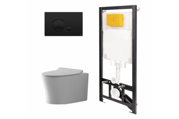 Installation with toilet and panel POINT 886914GBO3+PN41711 white, black