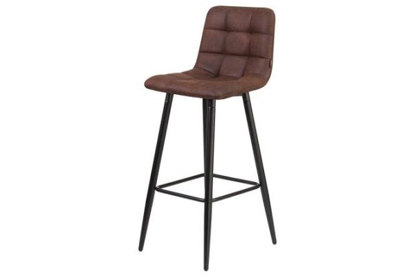 Bar chair DOBRIN Nicole 43x105x52 cm, upholstery color brown, legs matte black