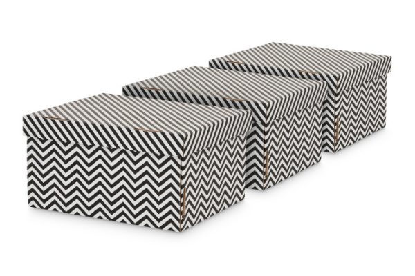 Set of boxes with lid Game of lines for storing things 32x17x26 cm, 14 l