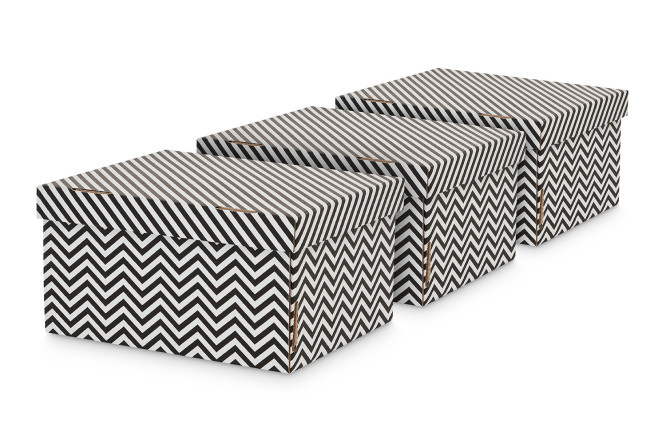 Set of boxes with lid Game of lines for storing things 32x17x26 cm, 14 l