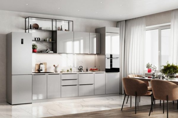 Modular kitchen set Amika 3.05 m gray mother-of-pearl