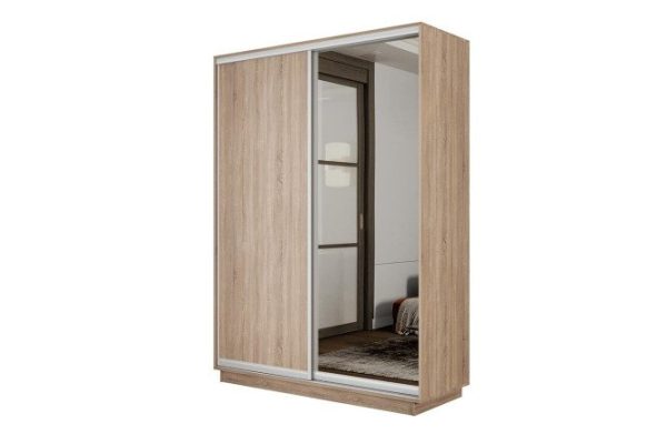 2-door wardrobe Slide-2 120x220x60 cm, sonoma, silver, with one mirror