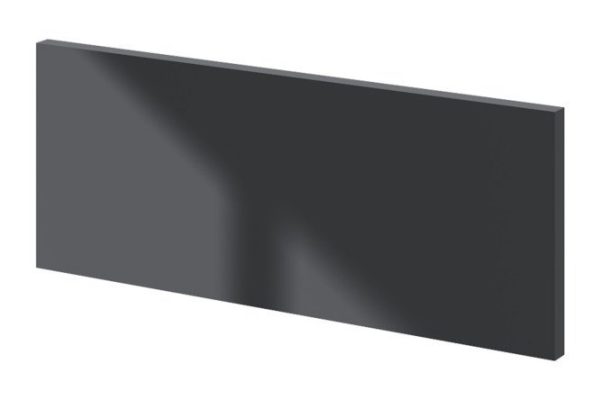 Front of the low drawer of the Amika cabinet, black graphite gloss, 44.6x17.6 cm, color black graphite gloss