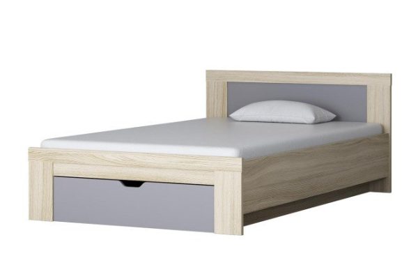 Bed with drawer Delta next 120x200 cm color shimo ash light, graphite