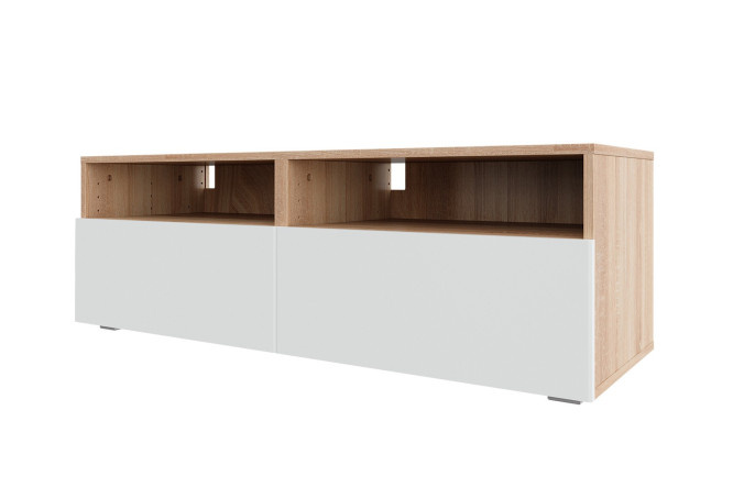 Cabinet Oscar Moon 120x40 with 2 drawers and 2 shelves, Sonoma oak / white talc
