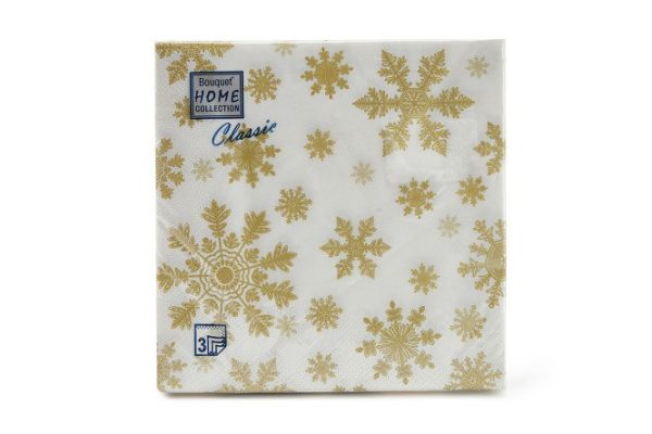 Three-layer napkins Golden snowflakes 20 pcs.
