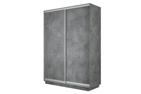 2-door wardrobe Slide-2 140x220x60 cm, Concrete/silver