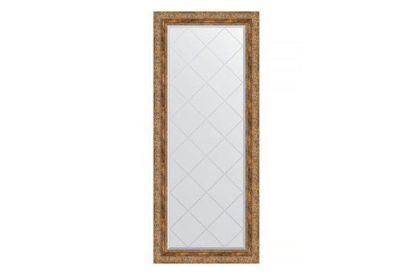 Wall mirror with engraving in a baguette frame EVOFORM vignette antique bronze 55x125 cm