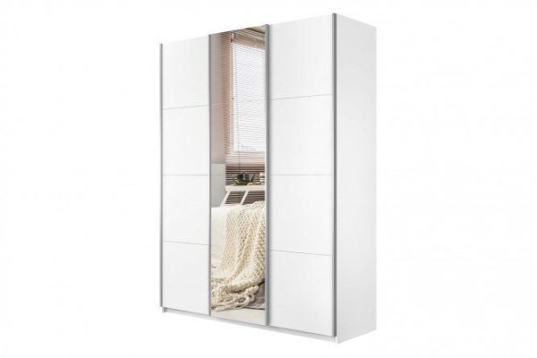3-door wardrobe Cors 180x230 cm, white snow, with one mirror