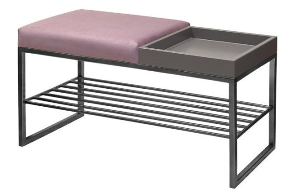 Banquette Ruby box smooth, upholstery color dusty pink, legs black