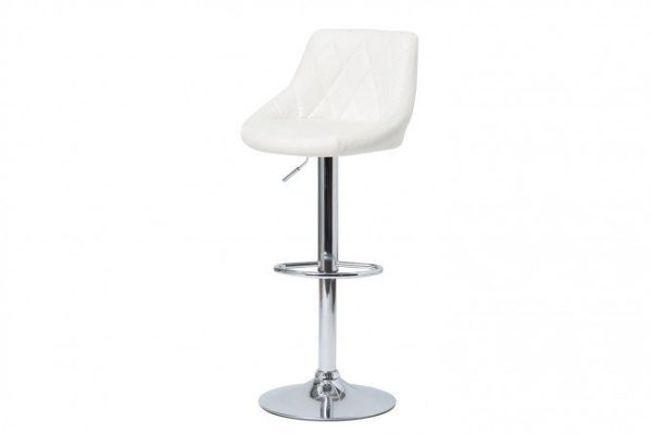 72349728bddbca566fc1a80c60857483.jpg Bar stool Saloon 48x86x49 cm, white upholstery, chrome legs