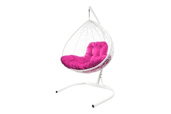 Hanging cocoon chair XL 75x186x118 cm, base and frame color white, finishing white