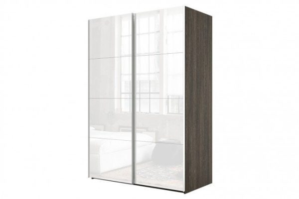 Sliding wardrobe 2-door Comet 160x240 cm wenge Mali, white glass facades