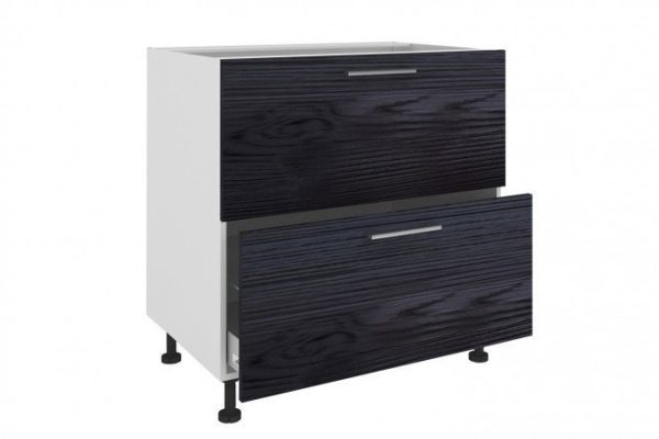 Set of fronts for a floor cabinet with 2 drawers Amika, black