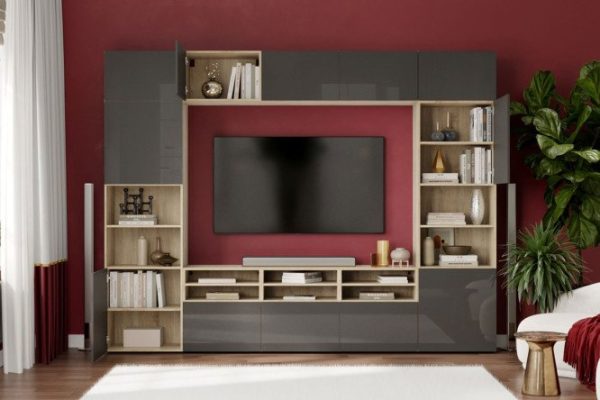 72el2dyos2k74o0486qrpsa5jwt17csx.jpg Modular living room Oscar Amica with push-to-open, Sonoma oak / glossy black graphite