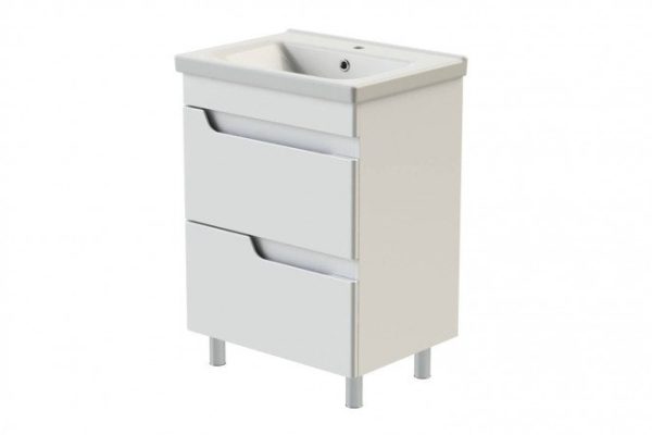 Floor cabinet with washbasin ORANGE Topline milano 60.5 cm, white