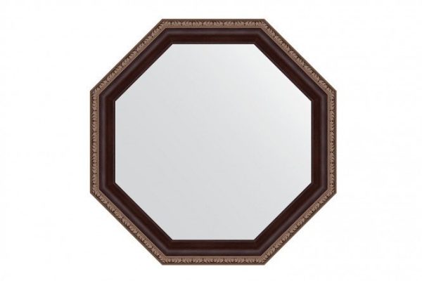 Wall mirror in a baguette frame EVOFORM Octagon BY 3865, mahogany with ornament 49x49 cm