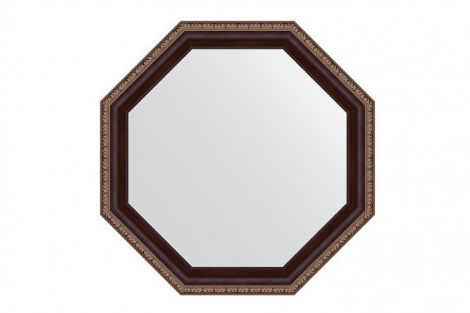 Wall mirror in a baguette frame EVOFORM Octagon BY 3865, mahogany with ornament 49x49 cm