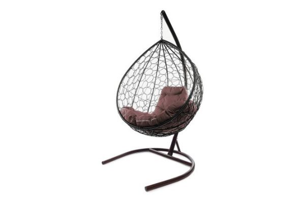 Hanging cocoon chair Drop 72x186x98 cm, base and frame color brown, finishing brown