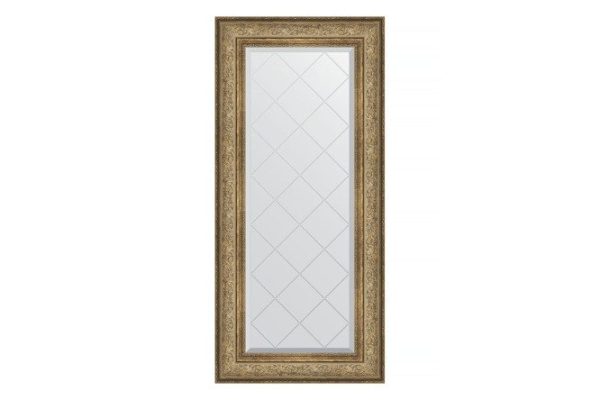 Wall mirror with engraving in a baguette frame EVOFORM vignette antique bronze 60x103 cm from 91 to 140 cm