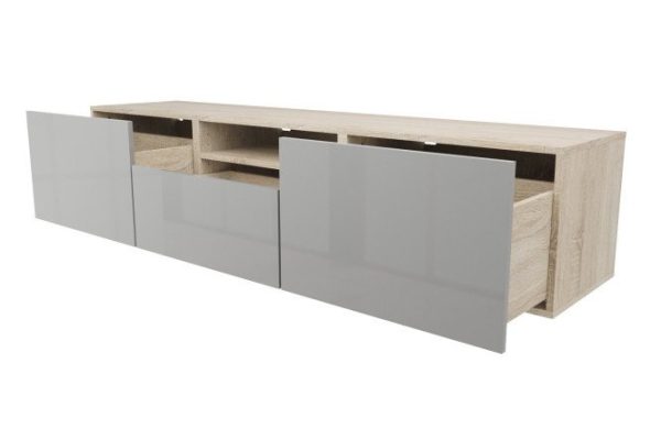 Cabinet with 3 drawers and 1 shelf Oscar Amika 180x38 with closers, Sonoma oak / dusty gray gloss