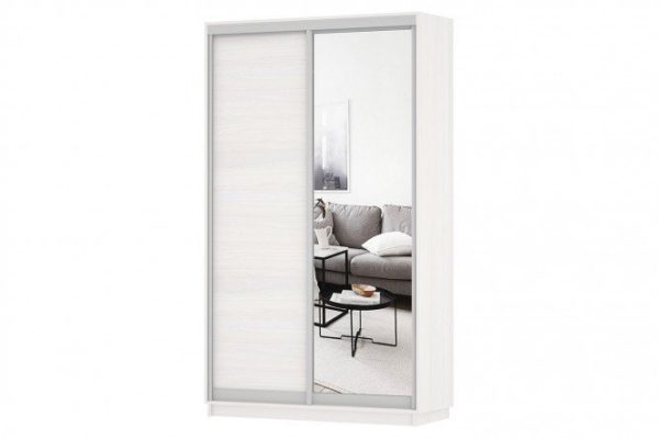 Sliding wardrobe 2-door Slide 120x220x60 cm, light ash Anchor, with one mirror