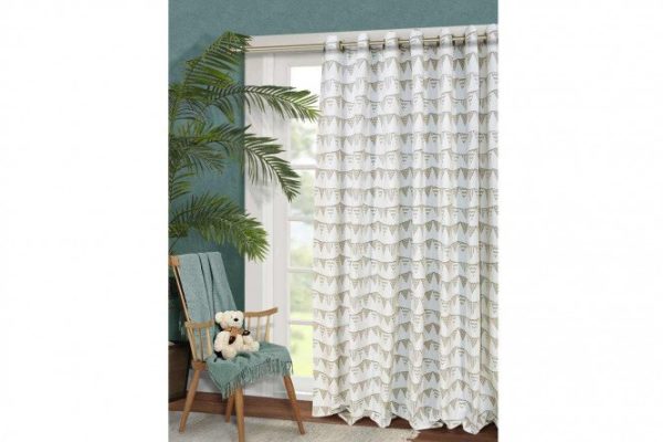 Curtain with Hampton eyelets 276x270 cm, 1 piece, gray, beige