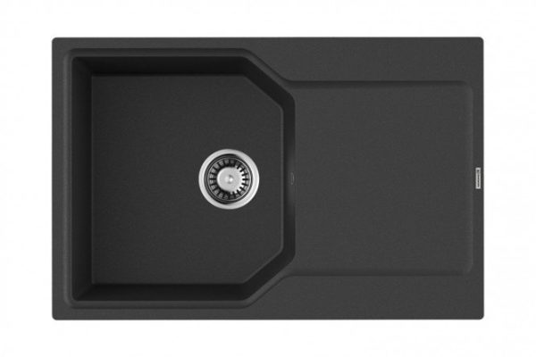 Inset sink with drainer OMOIKIRI Yonaka 78-BL 4993708, black 78x51x19 cm