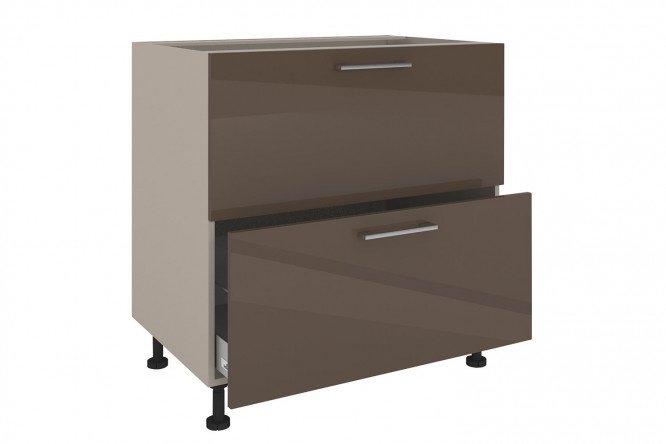 Set of fronts for a floor cabinet with 2 drawers Amika 79.6x35.6 cm, glossy truffle brown color