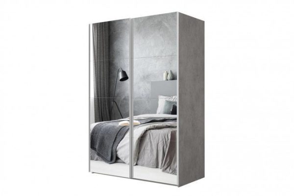 Sliding wardrobe 2-door Comet 180x240 cm light concrete, mirror facades