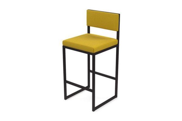 Bar stool Horeca Barnes 40x100x40 cm, upholstery yellow, legs black