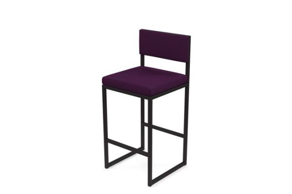 Bar stool Horeca Barnes 40x90x40 cm, upholstery color purple, legs black
