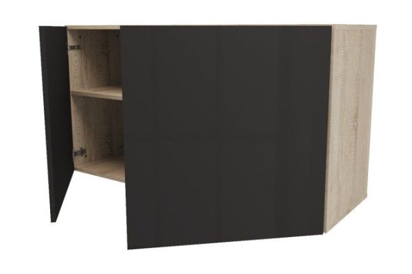 Cabinet with doors Oscar 120x64 cm, sonoma oak/black graphite gloss