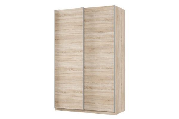 Sliding wardrobe 2-door Praktik 140x240x60 cm, Sonoma oak, silver profile