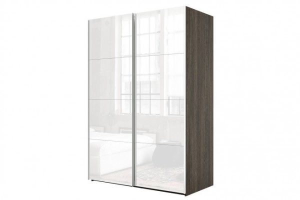 Sliding wardrobe 2-door Comet 200x240 cm wenge Mali, white glass facades