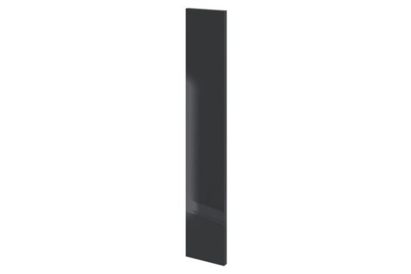 Decorative side wall for wall-mounted cabinets Amika black graphite gloss 12.7x72 cm, color black graphite gloss