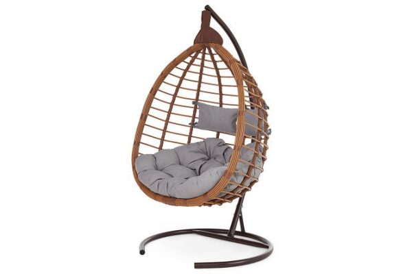 Hanging cocoon chair Hasta 130x185x108 cm, color hot chocolate, light gray