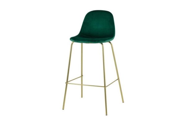 Bar stool Valencia 43x105x46 cm, green upholstery, gold legs