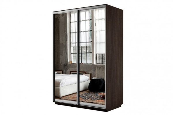 Sliding wardrobe 2-door Slide 120x220x60 cm, wenge, with two mirrors