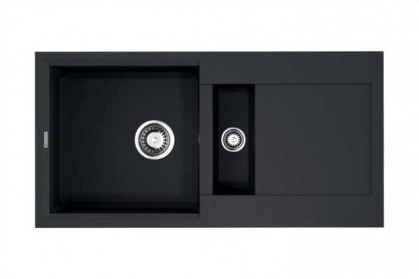 Inset sink with drainer OMOIKIRI Sakaime 86-2-BL 4993117, black 86x46.5x21 cm