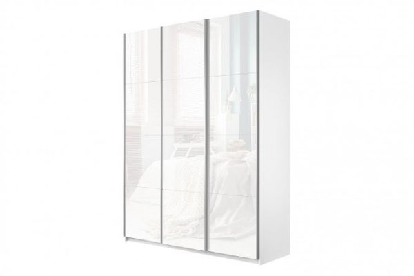 Sliding wardrobe 3-door Cors 210x230 cm, white snow, mirror facade
