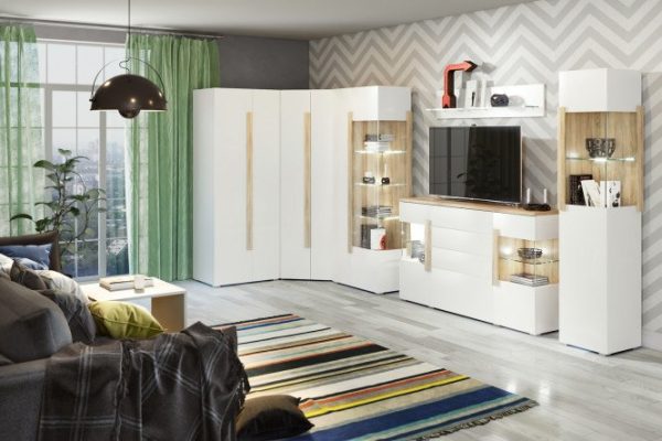 Modular set Cuba oak Sonoma, white gloss